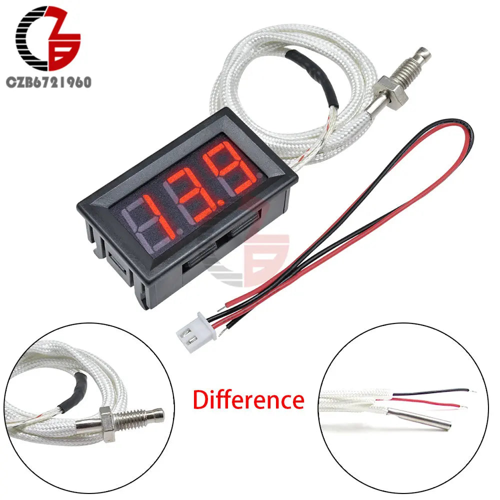 12V Digital K-Type M6 Thermocouple with Thermometer (800°C Max)