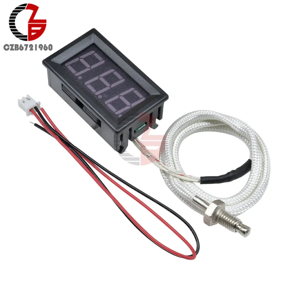12V Digital K-Type M6 Thermocouple with Thermometer (800°C Max)
