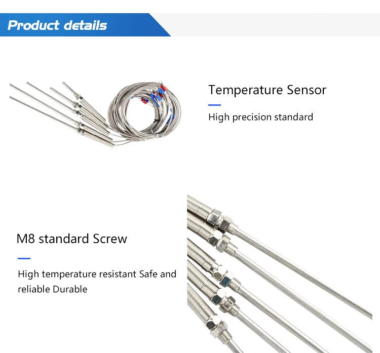 K type Thermocouple with Probe Screw Thread and Cable to Measure Temperature