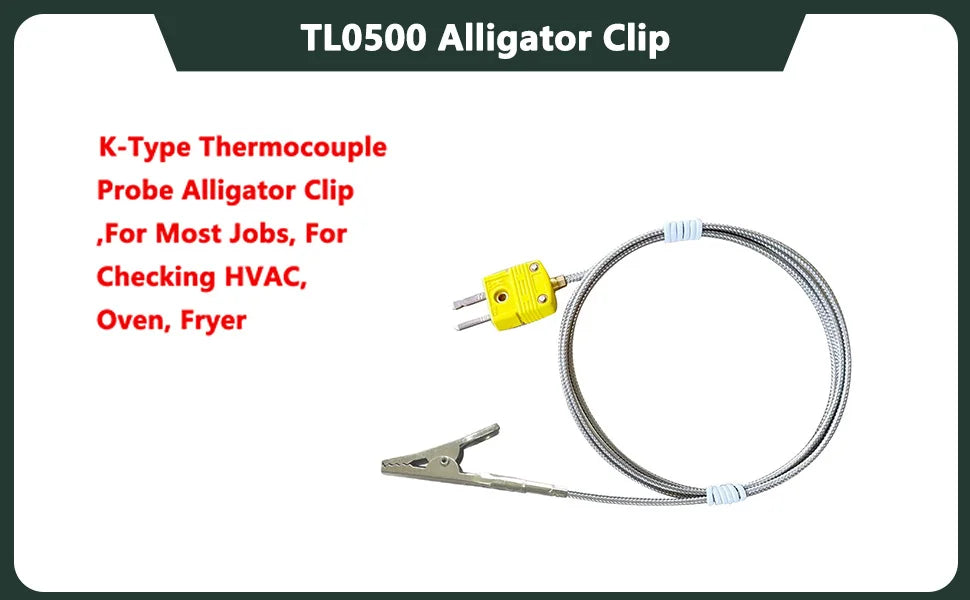 K-Type Thermocouple Probe with Alligator Clip