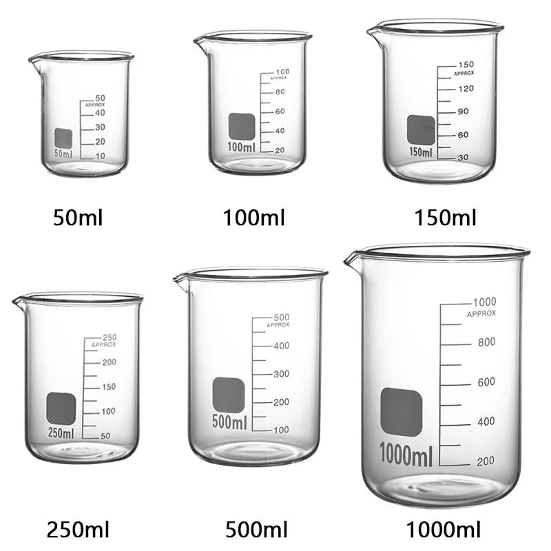 High Borosilicate Clear Glass Measuring Cup (50/100/150/250/500/1000ml)