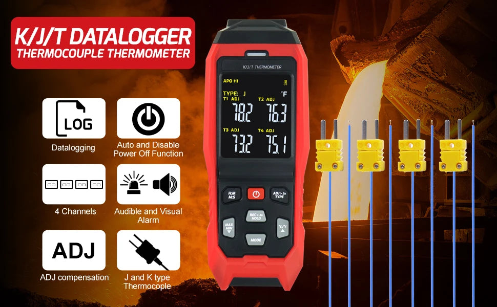 Real-Time 4-Channel Temp Datalogger (K/J/T)