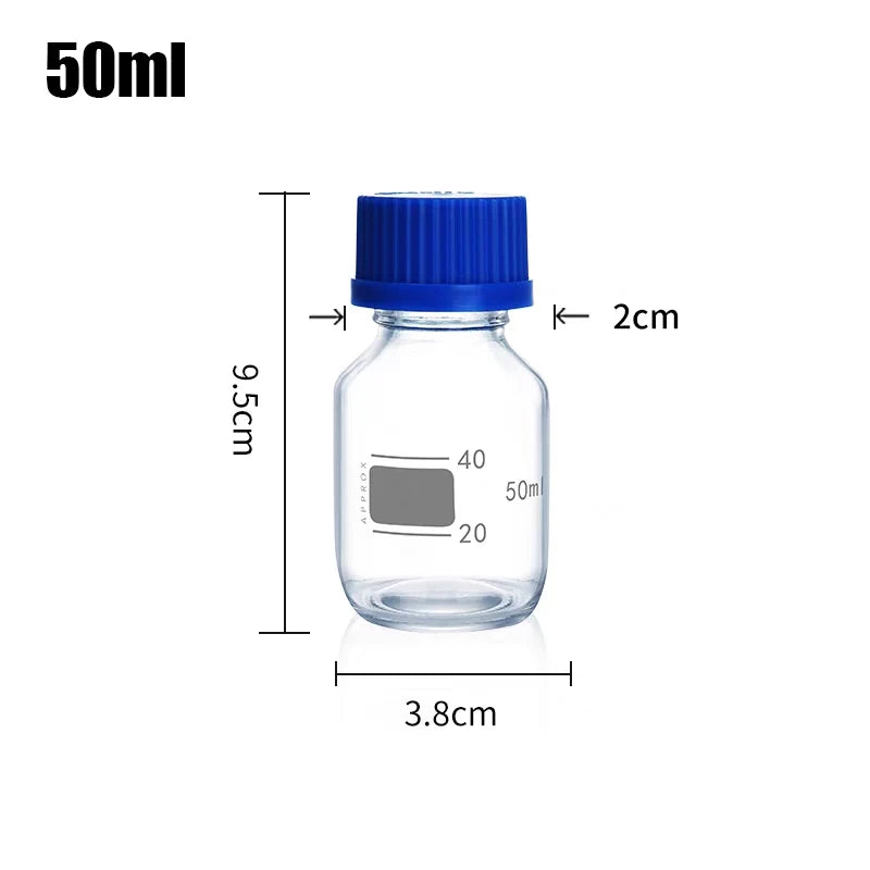 50ml/100ml/250ml Multipurpose Lab Glass Blue Cap Reagent Bottle