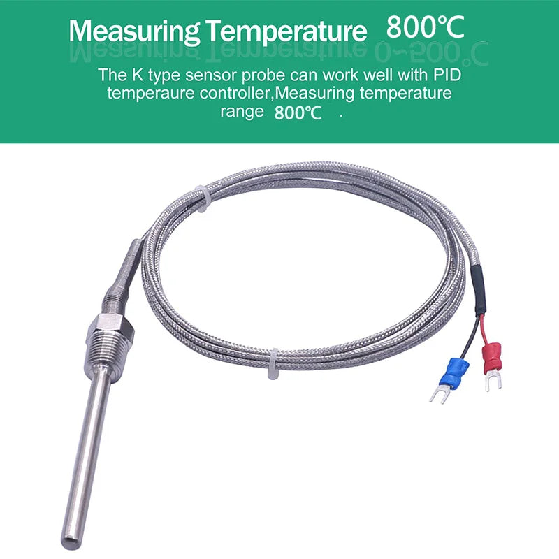 Stainless Steel M6/NPT Thermocouple (K/PT100) - Up to 800°C