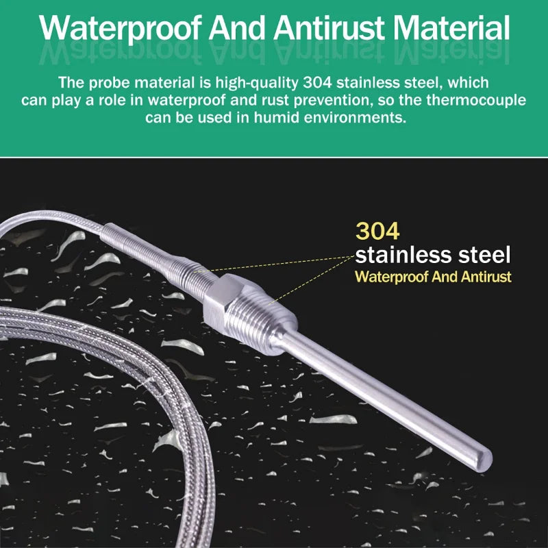 Stainless Steel M6/NPT Thermocouple (K/PT100) - Up to 800°C