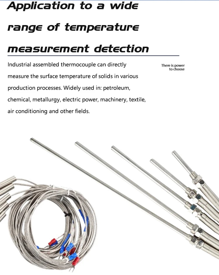 K type Thermocouple with Probe Screw Thread and Cable to Measure Temperature
