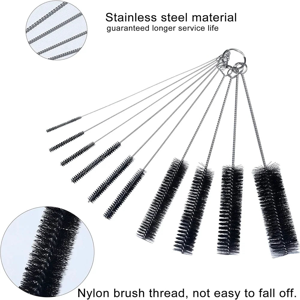 10-piece multi-functional nylon cleaning brush set