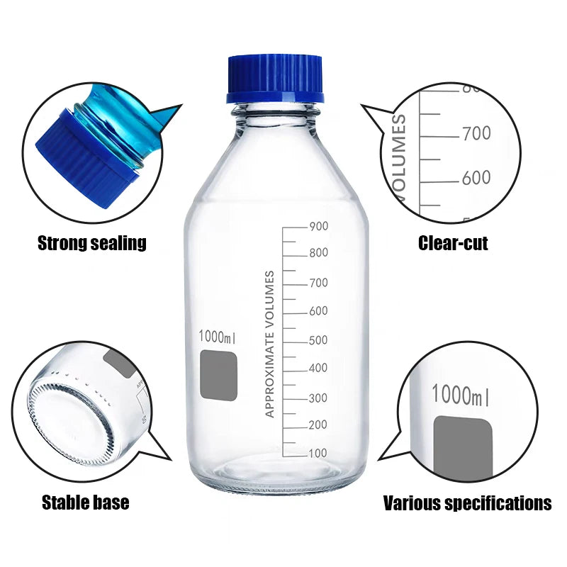 50ml/100ml/250ml Multipurpose Lab Glass Blue Cap Reagent Bottle