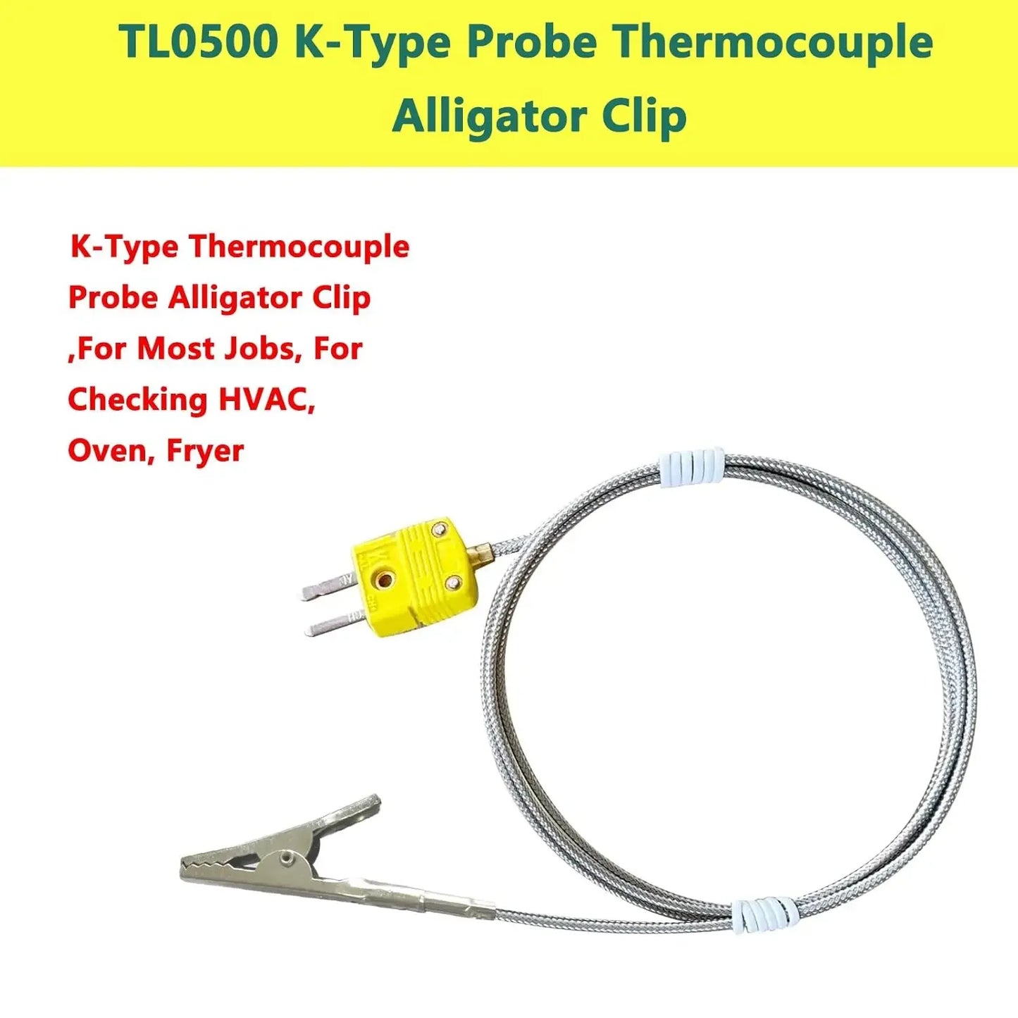 K-Type Thermocouple Probe with Alligator Clip