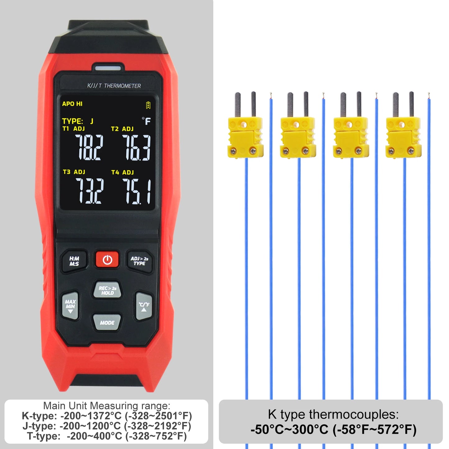 Real-Time 4-Channel Temp Datalogger (K/J/T)