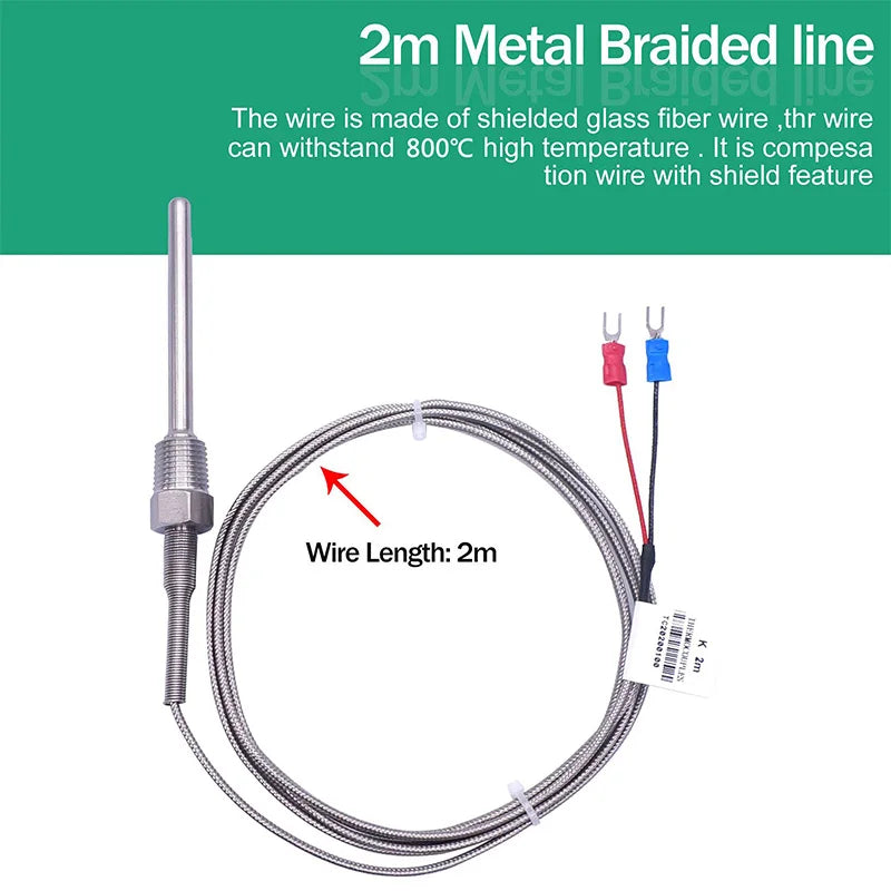Stainless Steel M6/NPT Thermocouple (K/PT100) - Up to 800°C