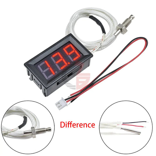 12V Digital K-Type M6 Thermocouple with Thermometer (800°C Max)