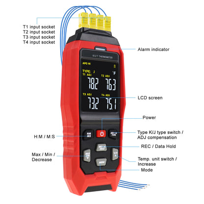 Real-Time 4-Channel Temp Datalogger (K/J/T)