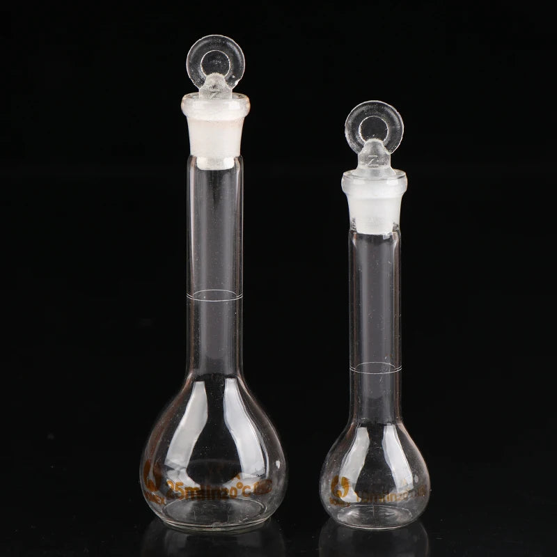 1Pc 10/25ml Transparent Glass Volumetric Flask Glassware with Stopper