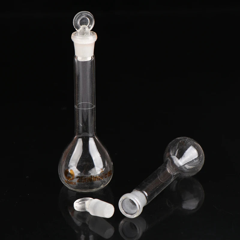 1Pc 10/25ml Transparent Glass Volumetric Flask Glassware with Stopper