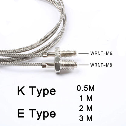 M6/M8 Threaded Temperature Sensor (K/E Type, 0.5-3M)