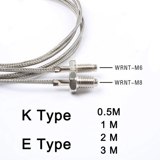 M6/M8 Threaded Temperature Sensor (K/E Type, 0.5-3M)