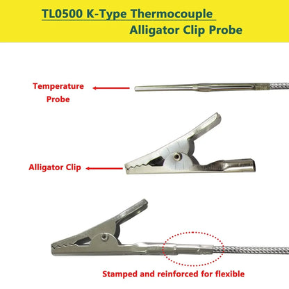 K-Type Thermocouple Probe with Alligator Clip