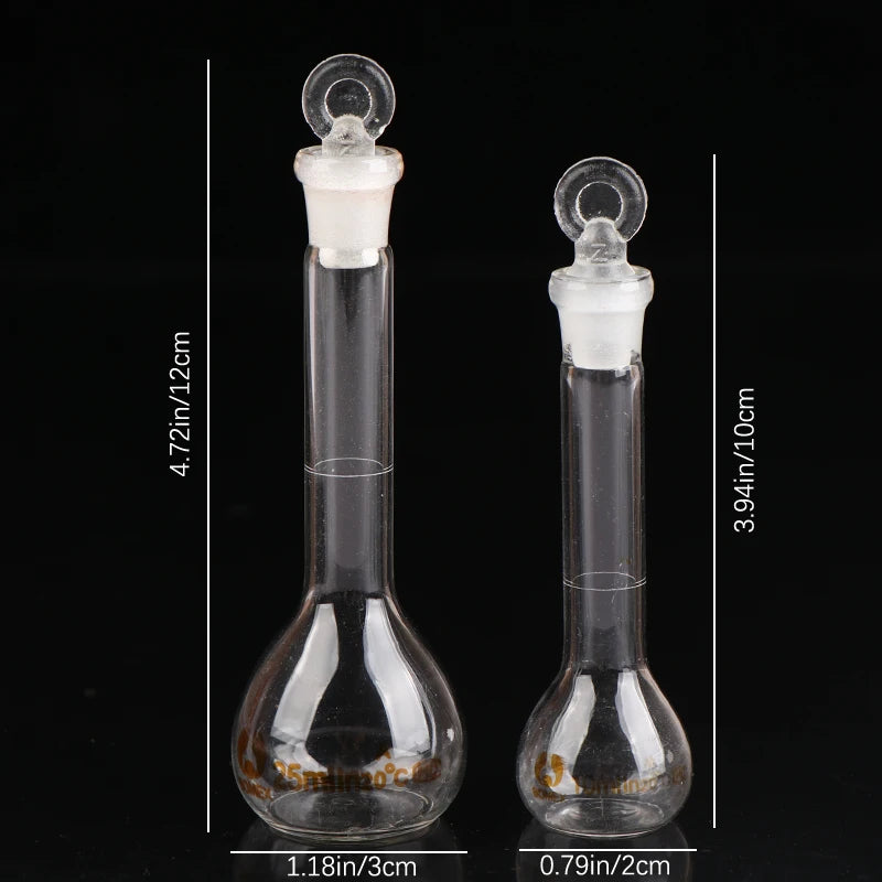 1Pc 10/25ml Transparent Glass Volumetric Flask Glassware with Stopper