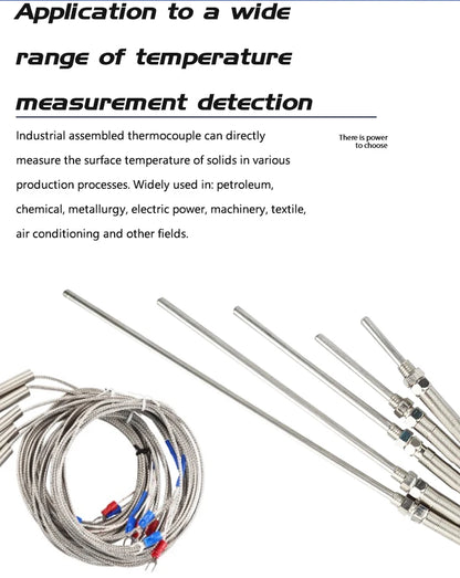 K type Thermocouple with Probe Screw Thread and Cable to Measure Temperature