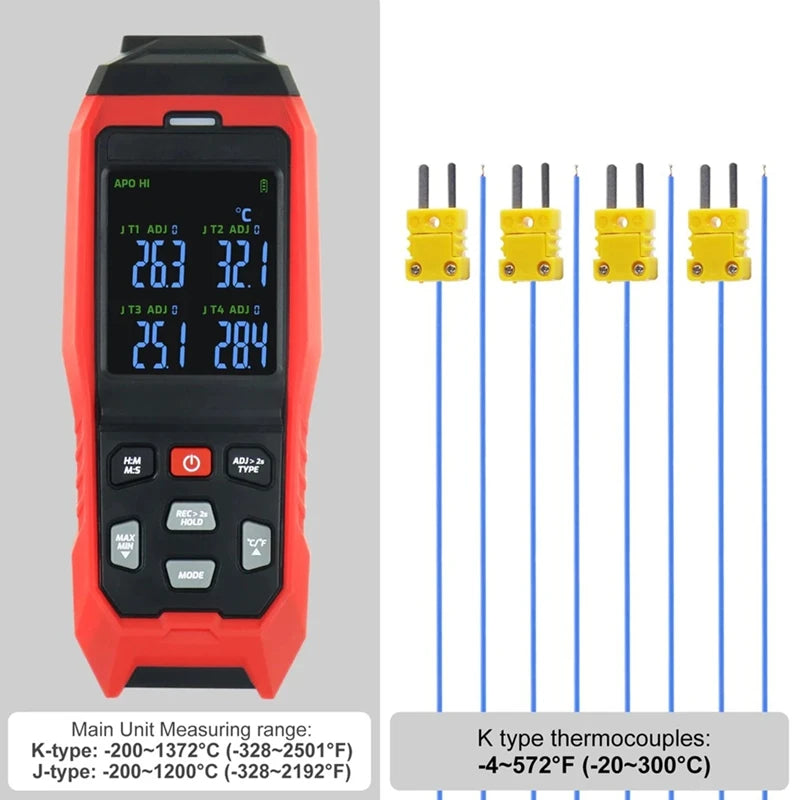 4-Channel K-Type Thermocouple Datalogger with Alarm